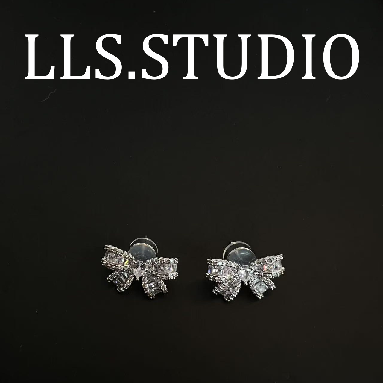 铜合金锆石耳饰 蝴蝶结  7186