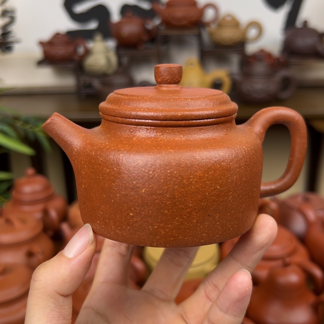 紫砂茶壶紫砂壶德钟壶黄降坡170cc瑕