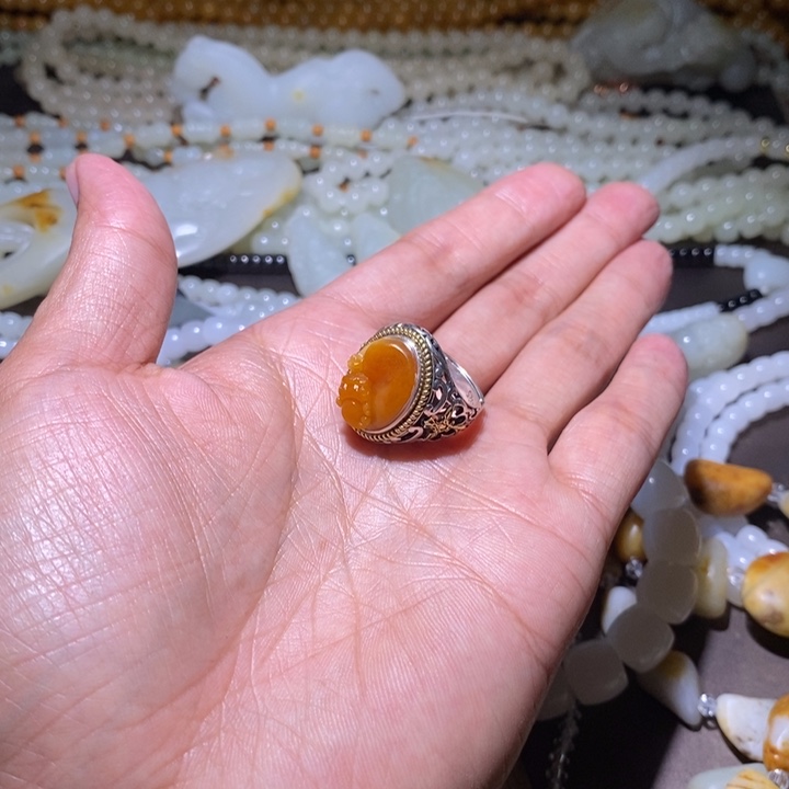 光***哥和田玉银S925镶嵌挂件