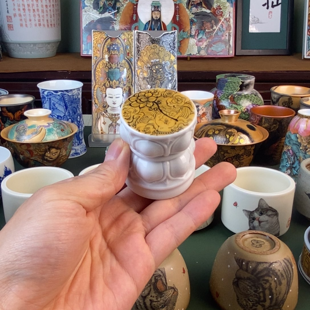 手工手绘佛手佛足盖置