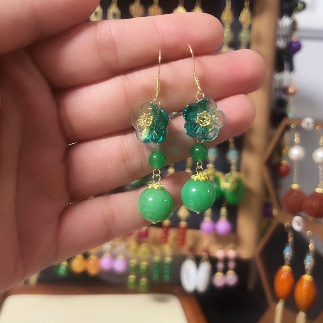 锆石纯铜925银耳饰