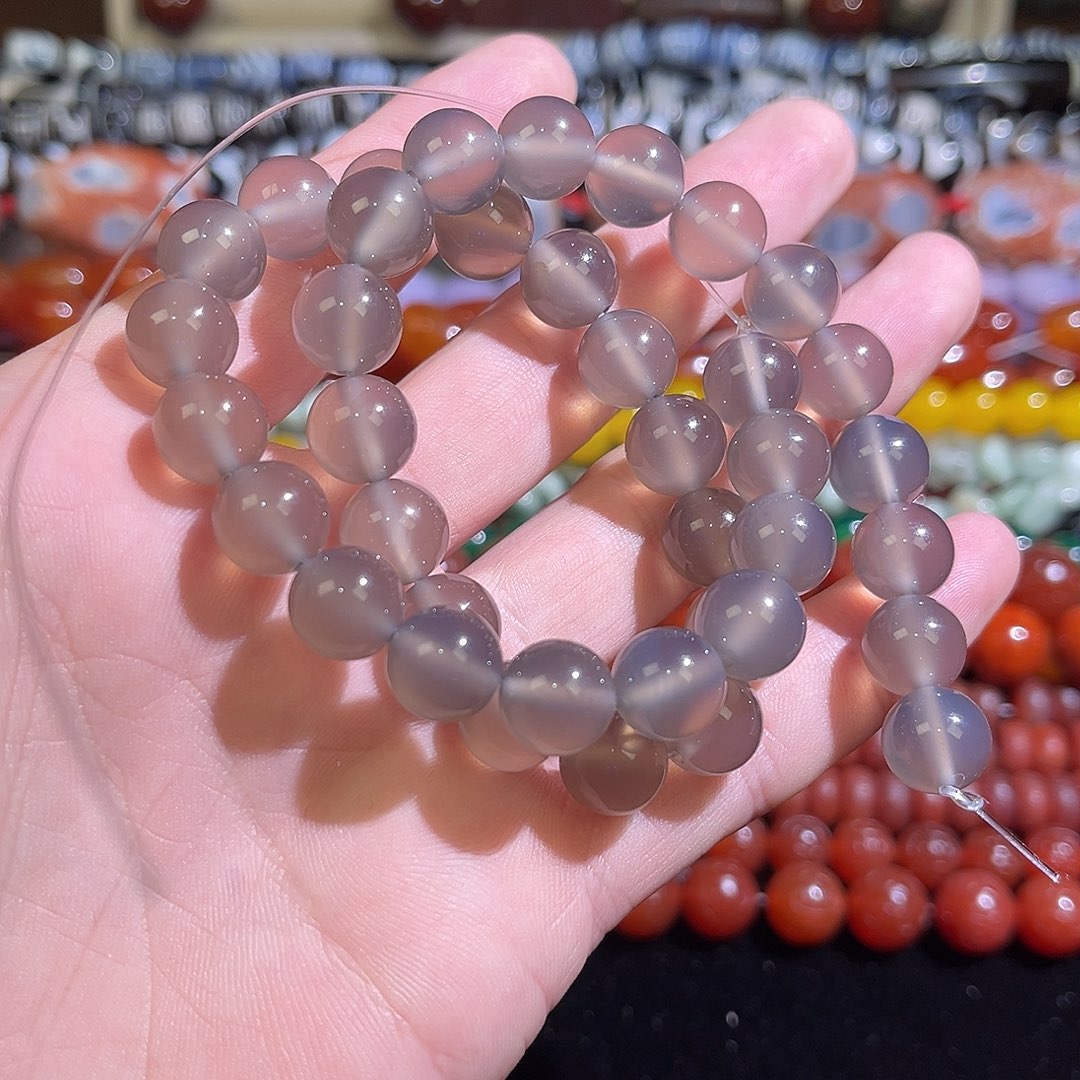 玛瑙/玉髓未镶嵌珠宝半成品灰玛瑙卡10mm