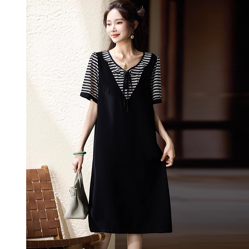 6.24晚预告款夏季新款宽松直筒显瘦假两件拼接连衣裙  NTS682822