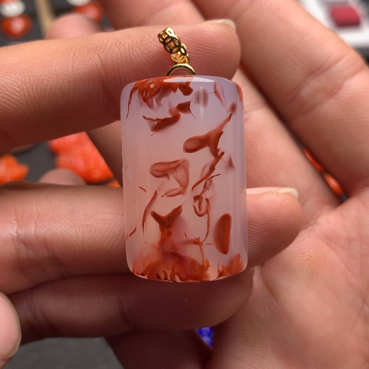 银S925镶嵌南红玛瑙珠宝奇石娜*姐