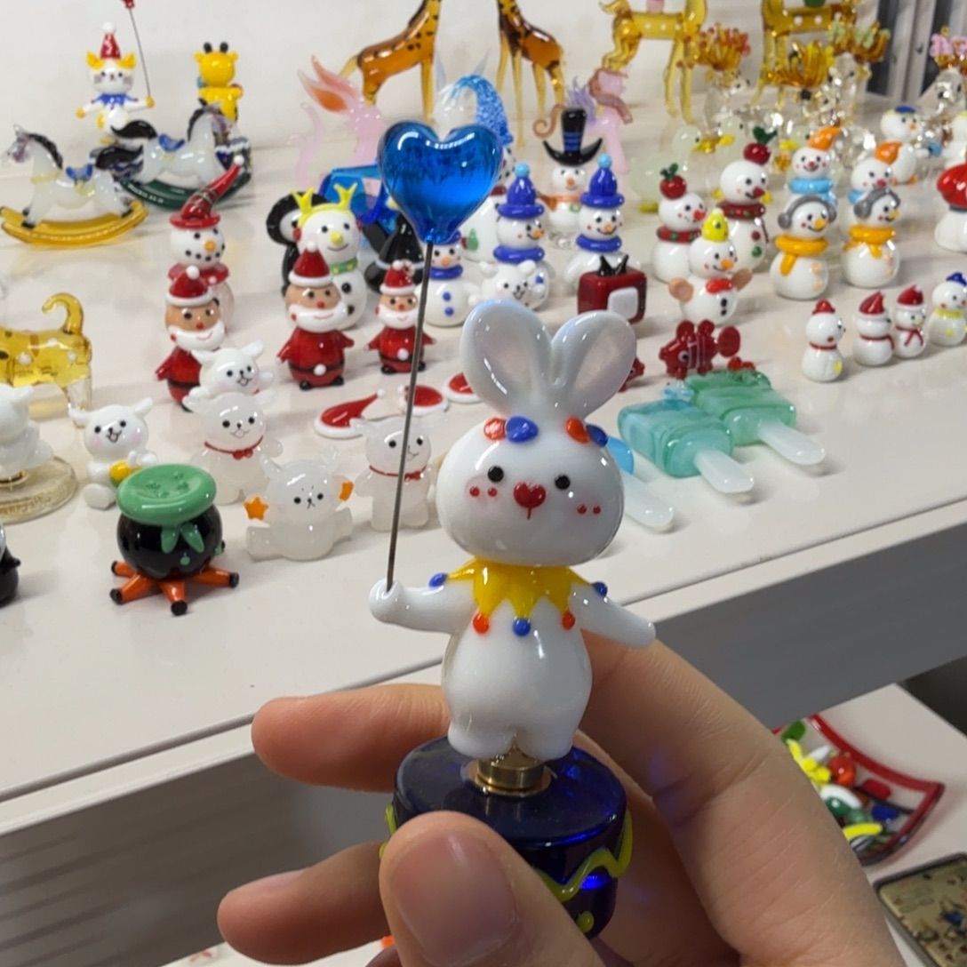 琉璃手工艺品旋转气球小兔