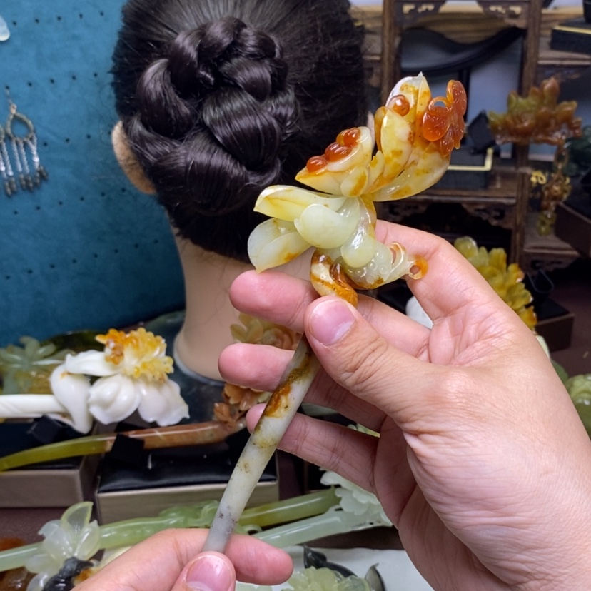 【闪购商品】岫玉未镶嵌发簪发簪盘发C*P