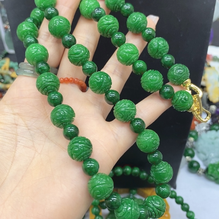 翡翠未镶嵌颈饰宇****花项链15