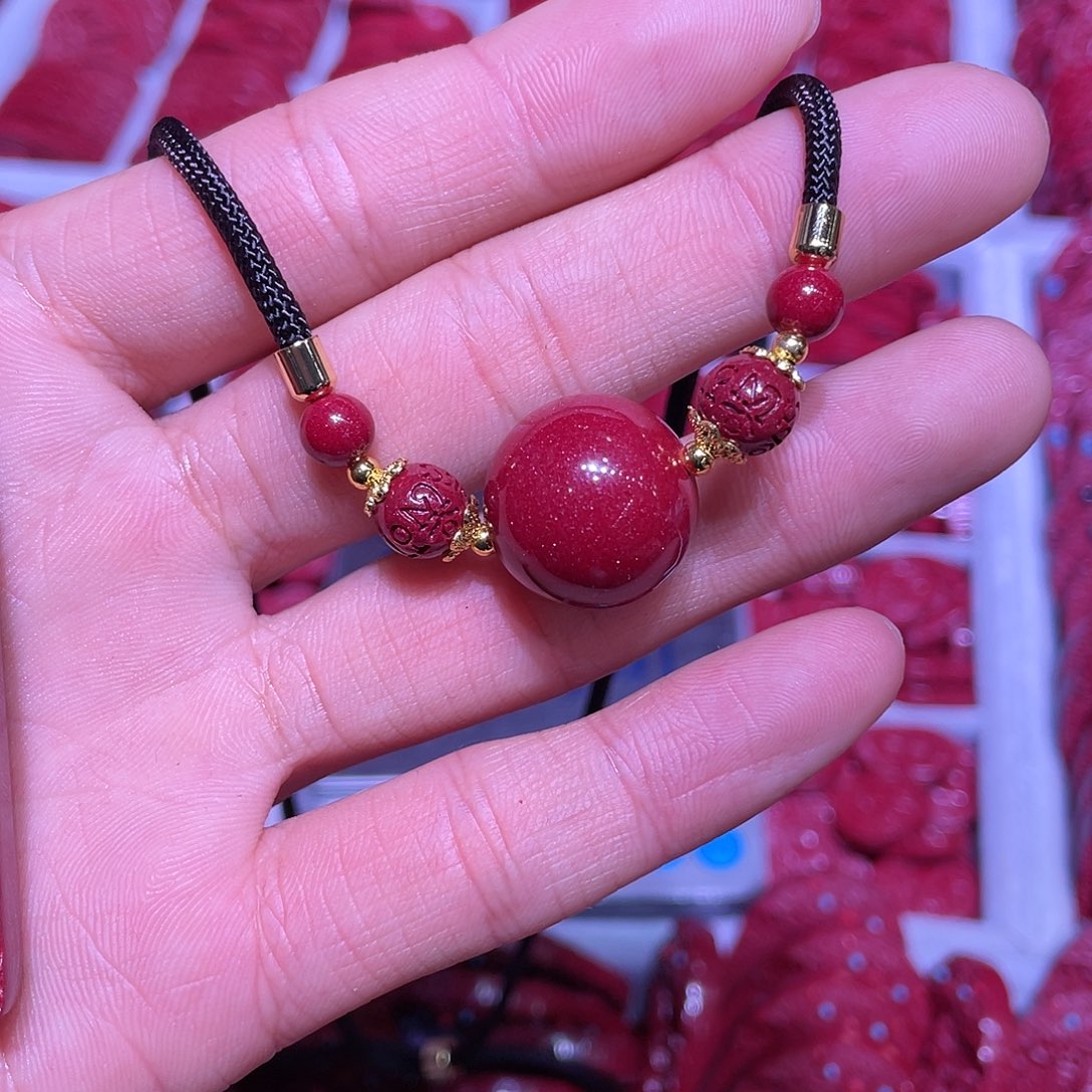 天然辰砂紫金砂18毫米锁骨链