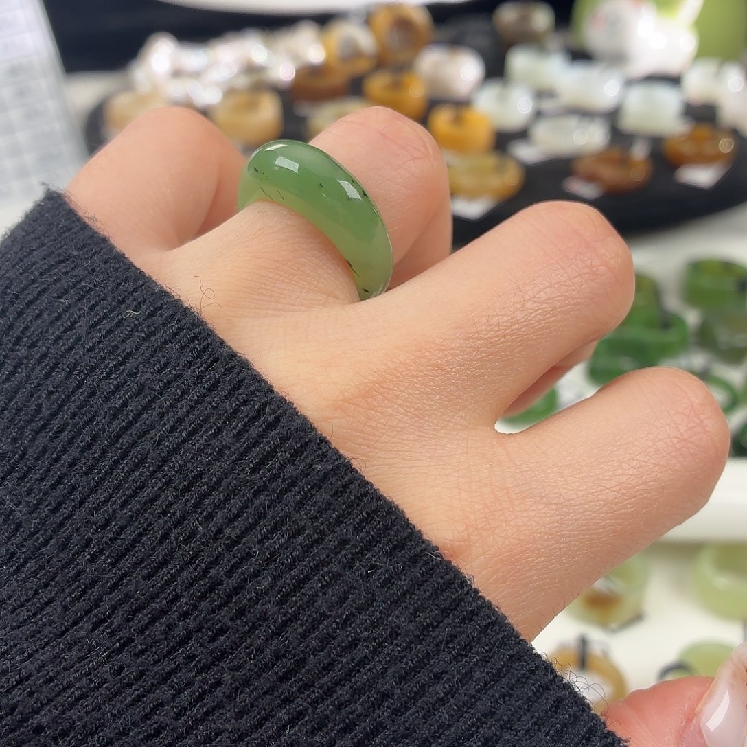 和田玉未镶嵌戒指S116猕猴桃馒头17.1