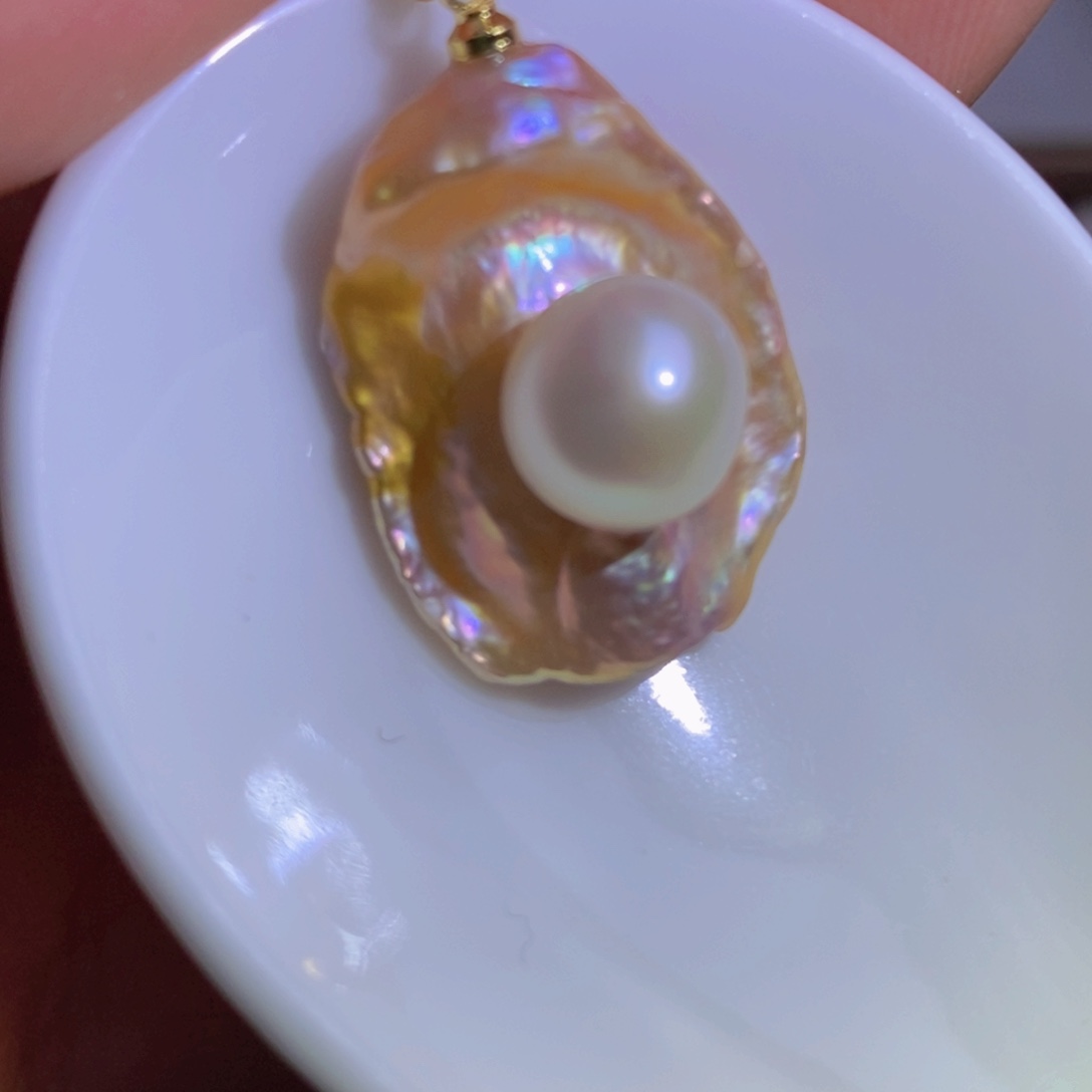 银S925镶嵌天然淡水珍珠淡水珍珠