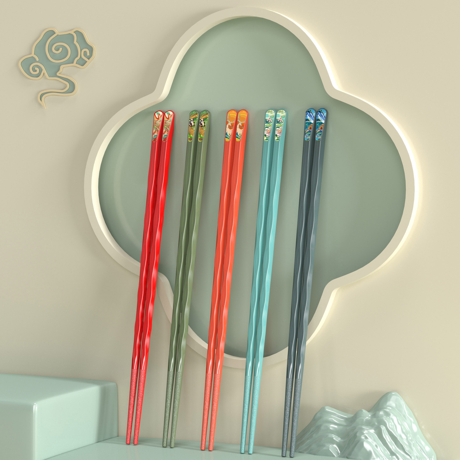 十双国风筷子不发霉网红爆款合金筷子团购