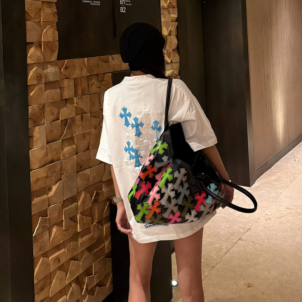 2557梵文25ss新款皮标刺绣高端轻奢时尚百搭短袖T恤（男女同款）