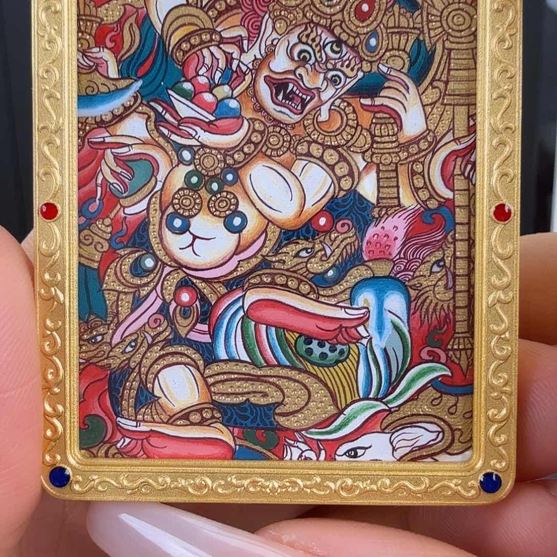 吊坠全手绘热贡唐卡白六臂玛哈嘎拉