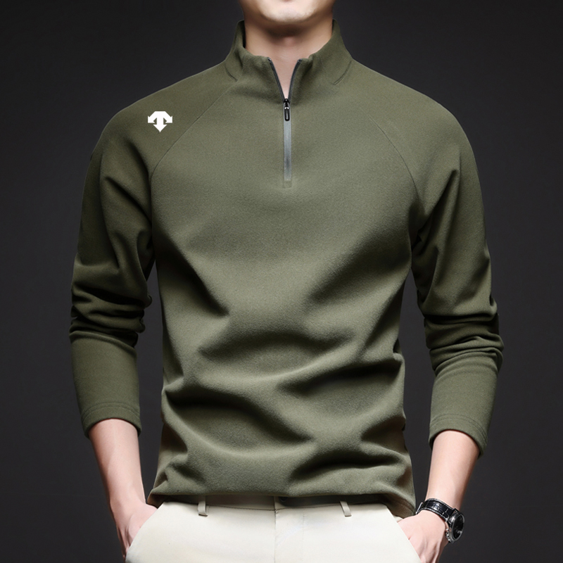 奥特莱斯撤柜丨迪桑家半高领拉链德绒t恤打底衫男士保暖内搭卫衣