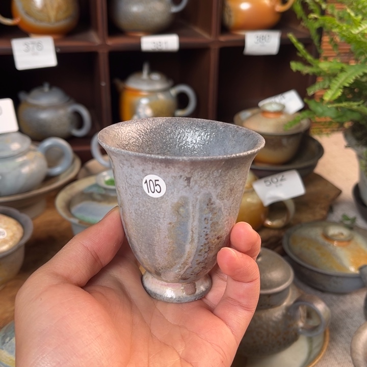 微瑕柴烧落灰手工杯放漏