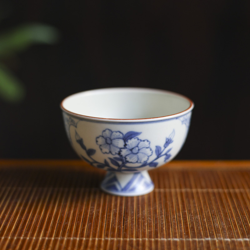 【九姐爱喝茶】开窗双花-墨冉-高足双唇杯-70CC（新墨冉0252）