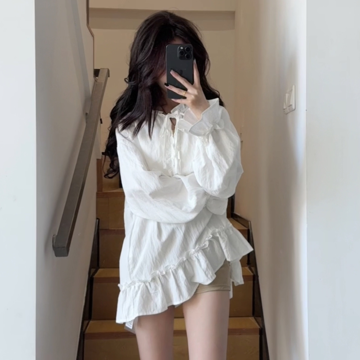 【丢丢专属】春秋小众设计木耳边百搭款系衬衫