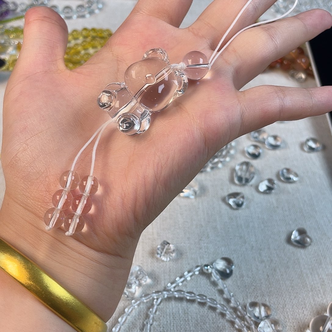 水晶手链未镶嵌包挂白水小熊