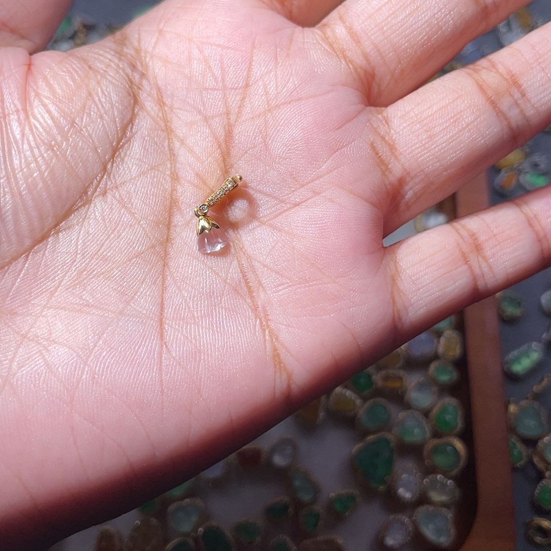 吊坠(不含链)18K金镶嵌翡翠万*