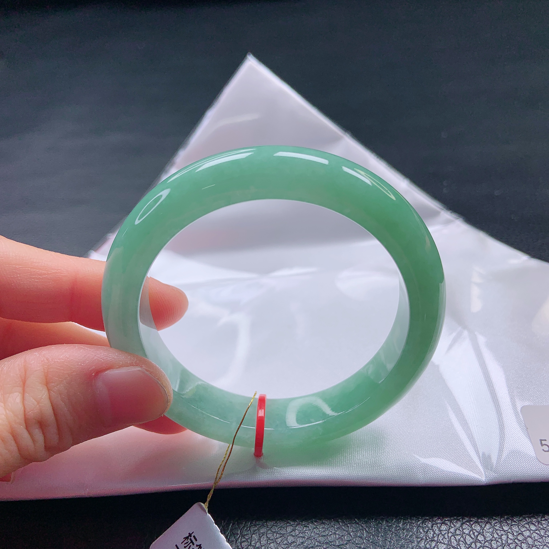 53➕圈冰种甜绿翡翠宽边手镯缅甸天然a货绿色翡翠色平安镯女款时尚