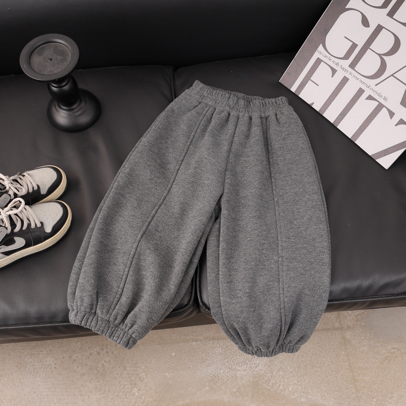 2025新款~儿童秋冬款裤子男女童加绒加厚休闲裤简约百搭纯色长裤