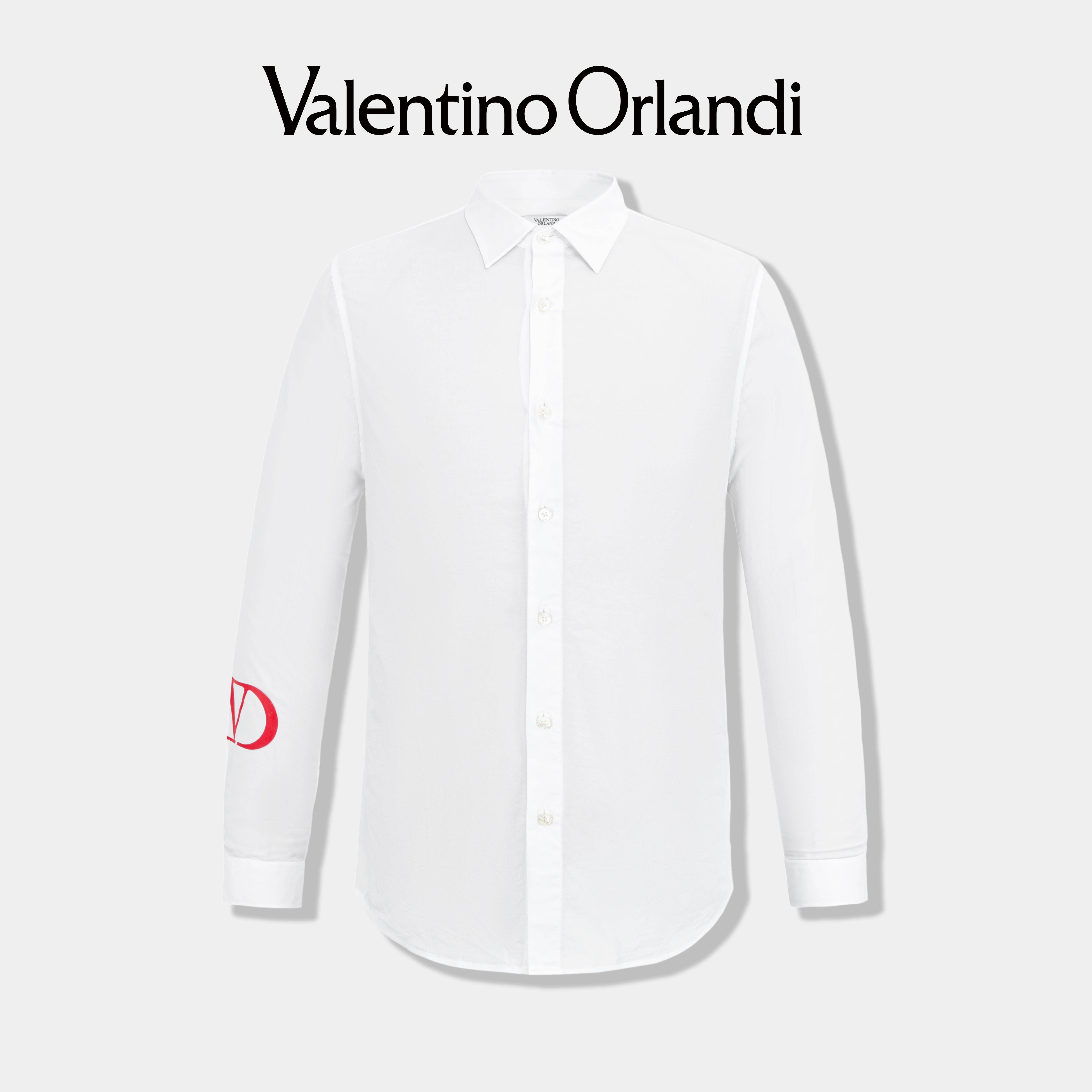 Valentino orlandi男士秋冬A版时尚简约休闲撞色logo印花长袖衬衫