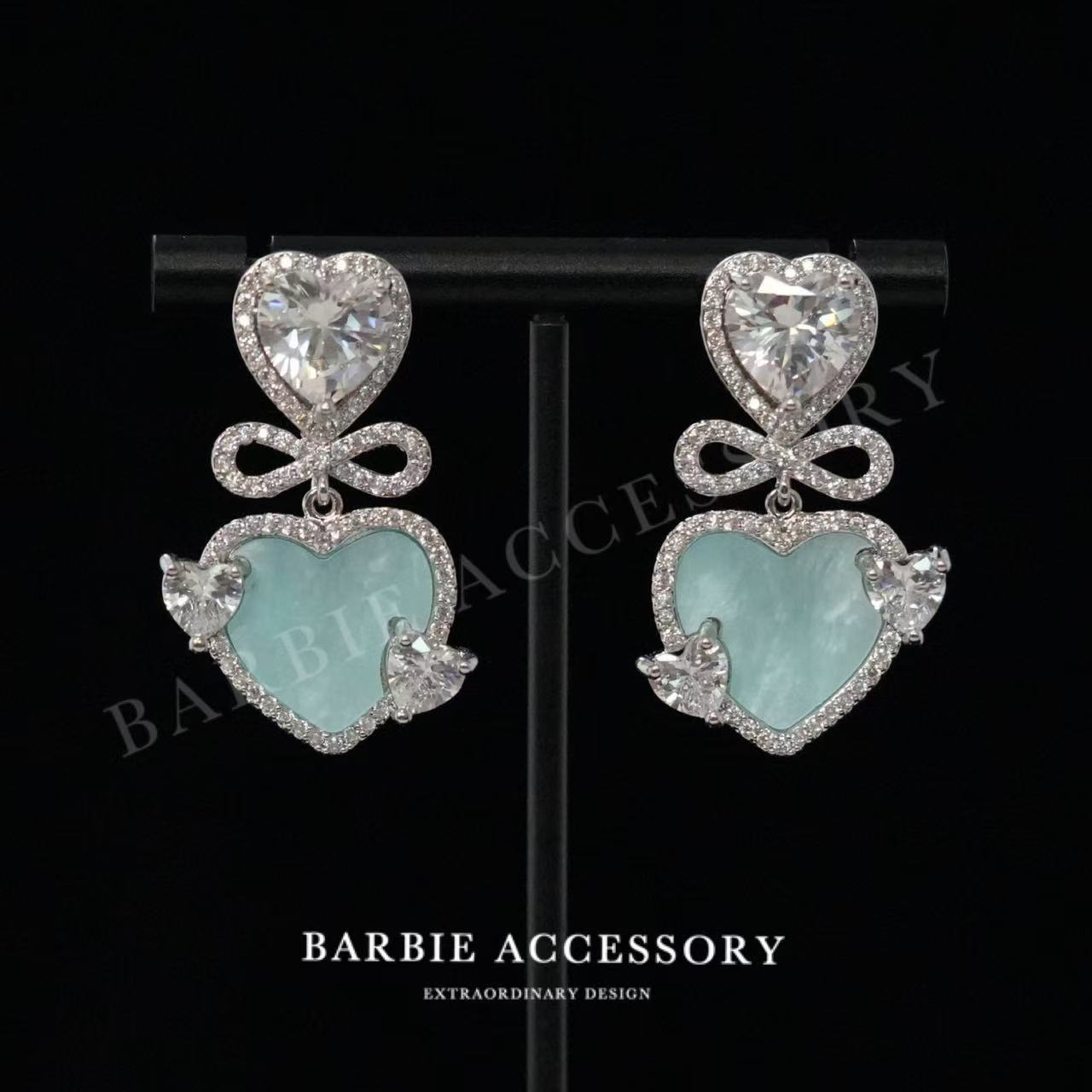 铜合金合成锆石耳饰 【蓝心冰贝】法式既视设计款高级感绝美耳环