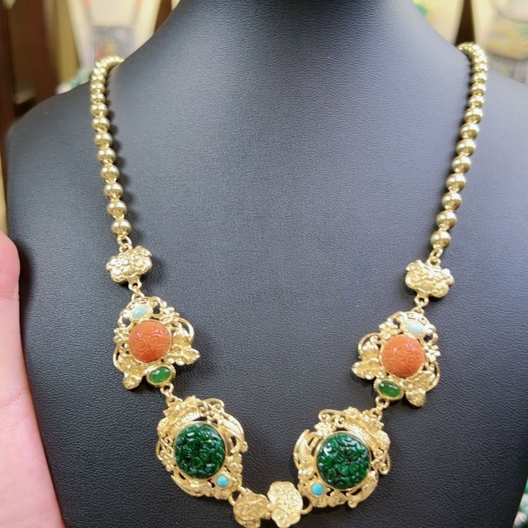 翡翠项链银S925镶嵌项链