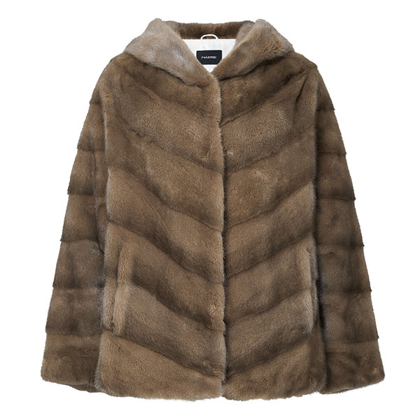 娜尔思商场同款宽松简约连帽裘皮外套NS02858E5