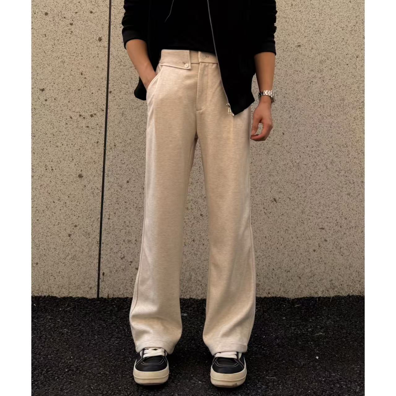 秋冬新品【醋酸羊毛混纺】弹力亲肤舒适百搭中高腰直筒休闲保暖卫裤