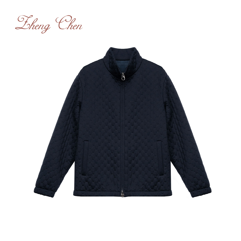 TM可机洗100精纺美利奴羊毛桑蚕丝填充加厚夹克 YC-K10212