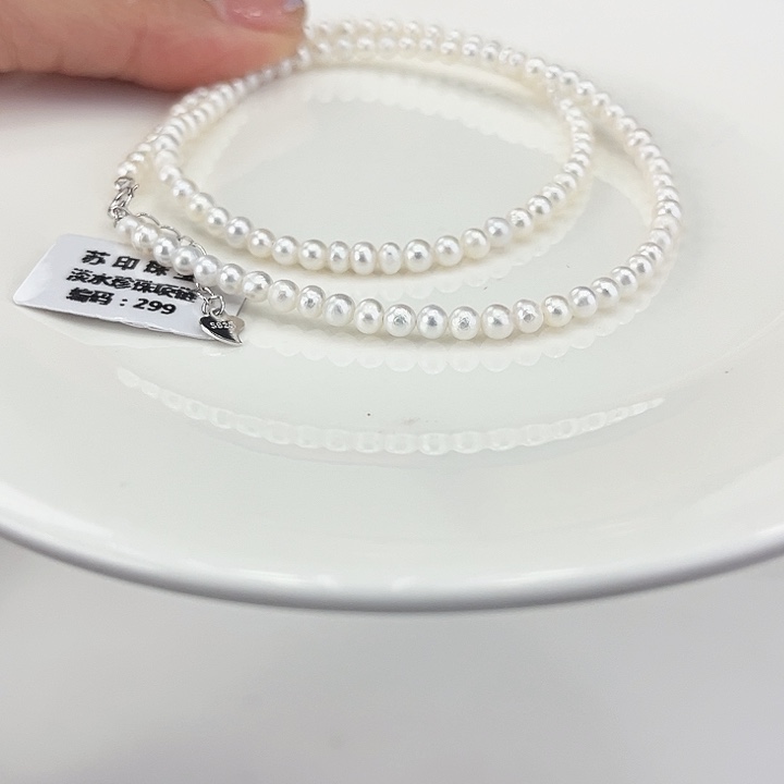 淡水珍珠颈饰银S925镶嵌卡4