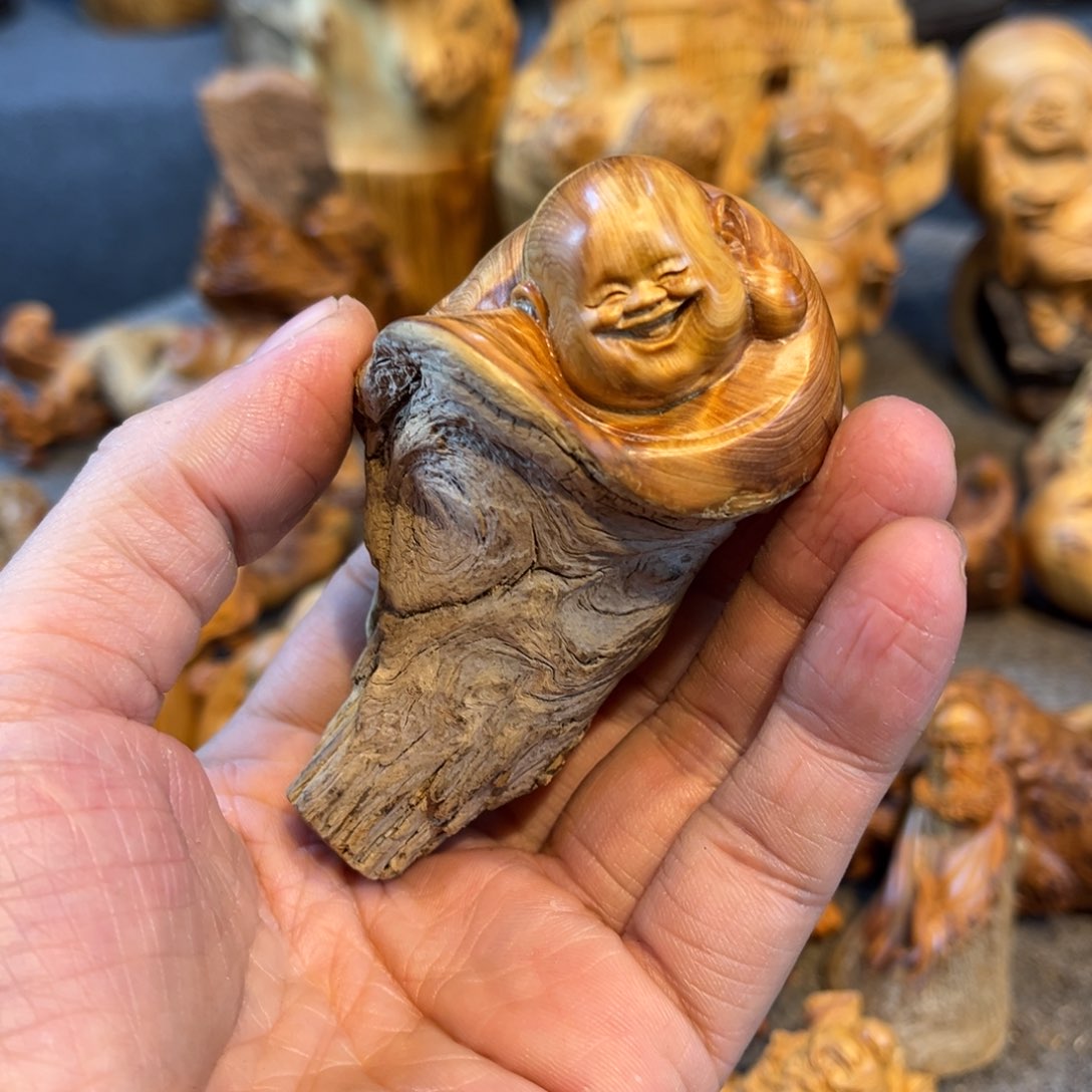 柏木（崖柏）夜**默根雕摆件工艺品