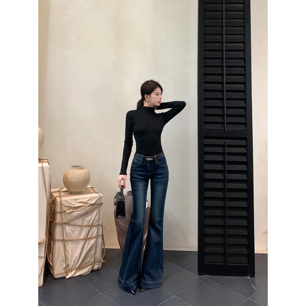 牛仔裤显瘦微喇牛仔长裤25年秋季新款中低腰喇叭长裤99328