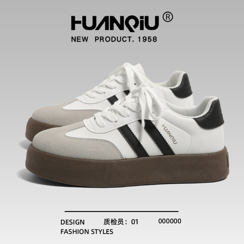 环球厚底德训鞋男款2025年秋冬新款复古板鞋加绒鞋子男百搭运动鞋