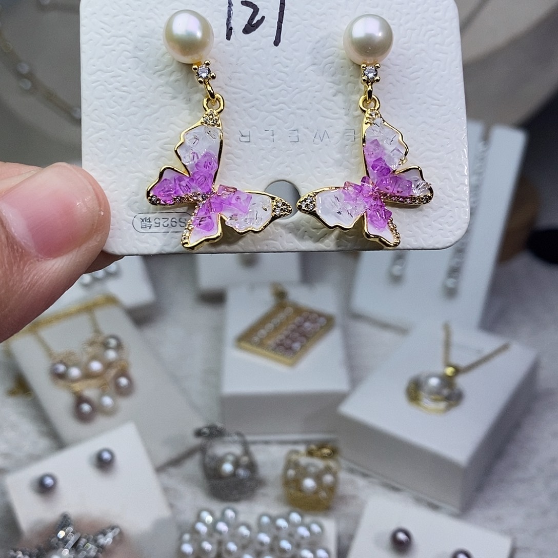 耳饰淡水珍珠银S925镶嵌