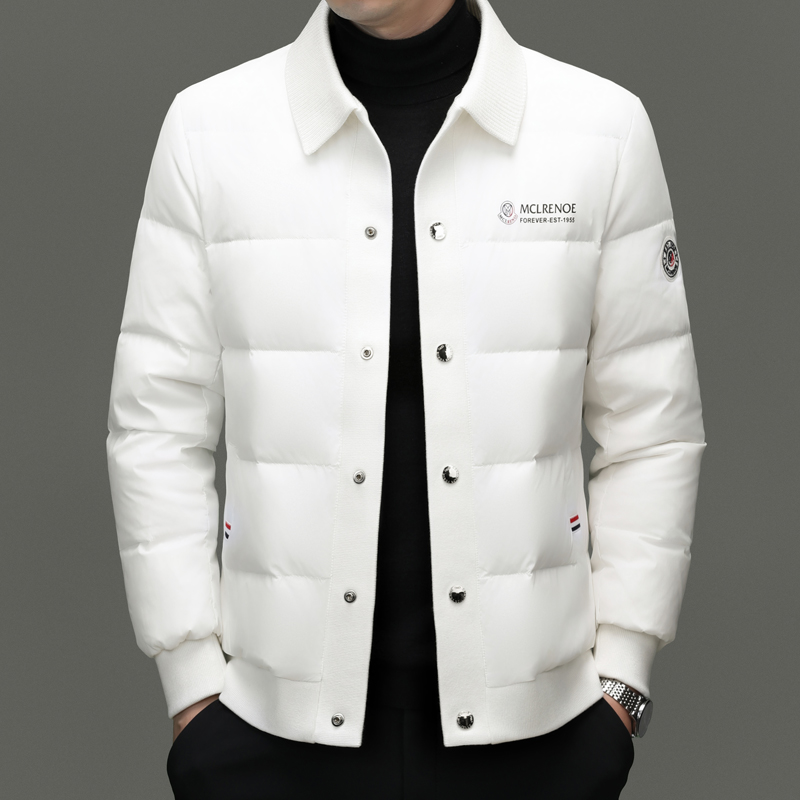 【轻奢大牌】  冬季保暖厚款时尚短款白鸭绒羽绒外套男装