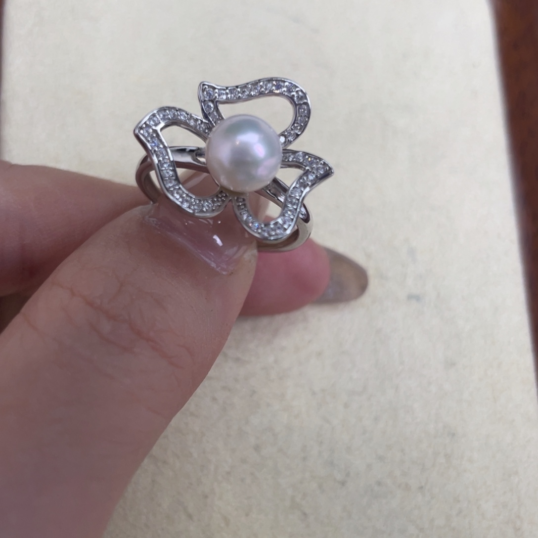 海水珍珠戒指银S925镶嵌