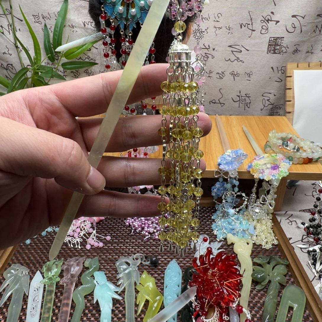 蛇纹石玉合金发饰