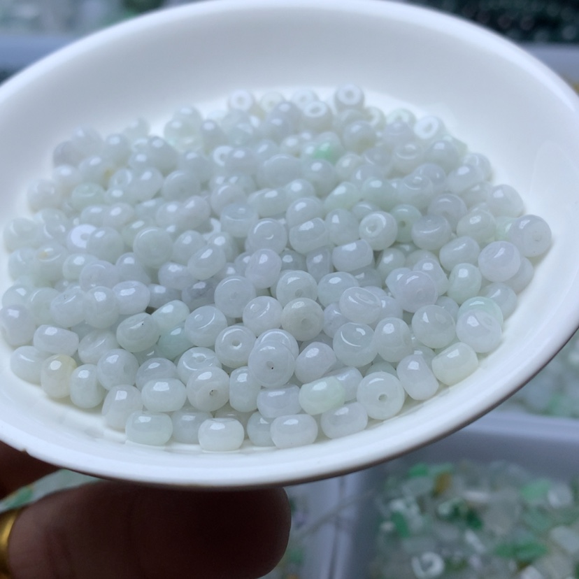 【闪购商品】未镶嵌手链翡翠卡3x6mm白冰算盘扣100颗