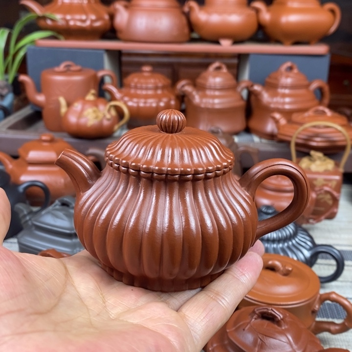 茶壶紫砂筋纹潘壶180cc原矿赵庄朱泥特价