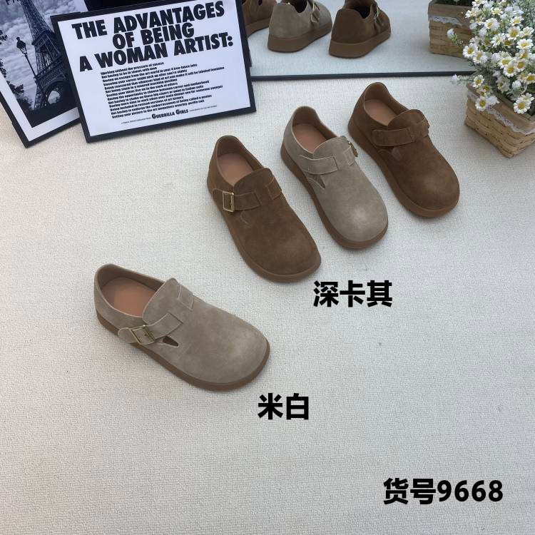 9668春季新款舒适平底真皮勃肯女鞋