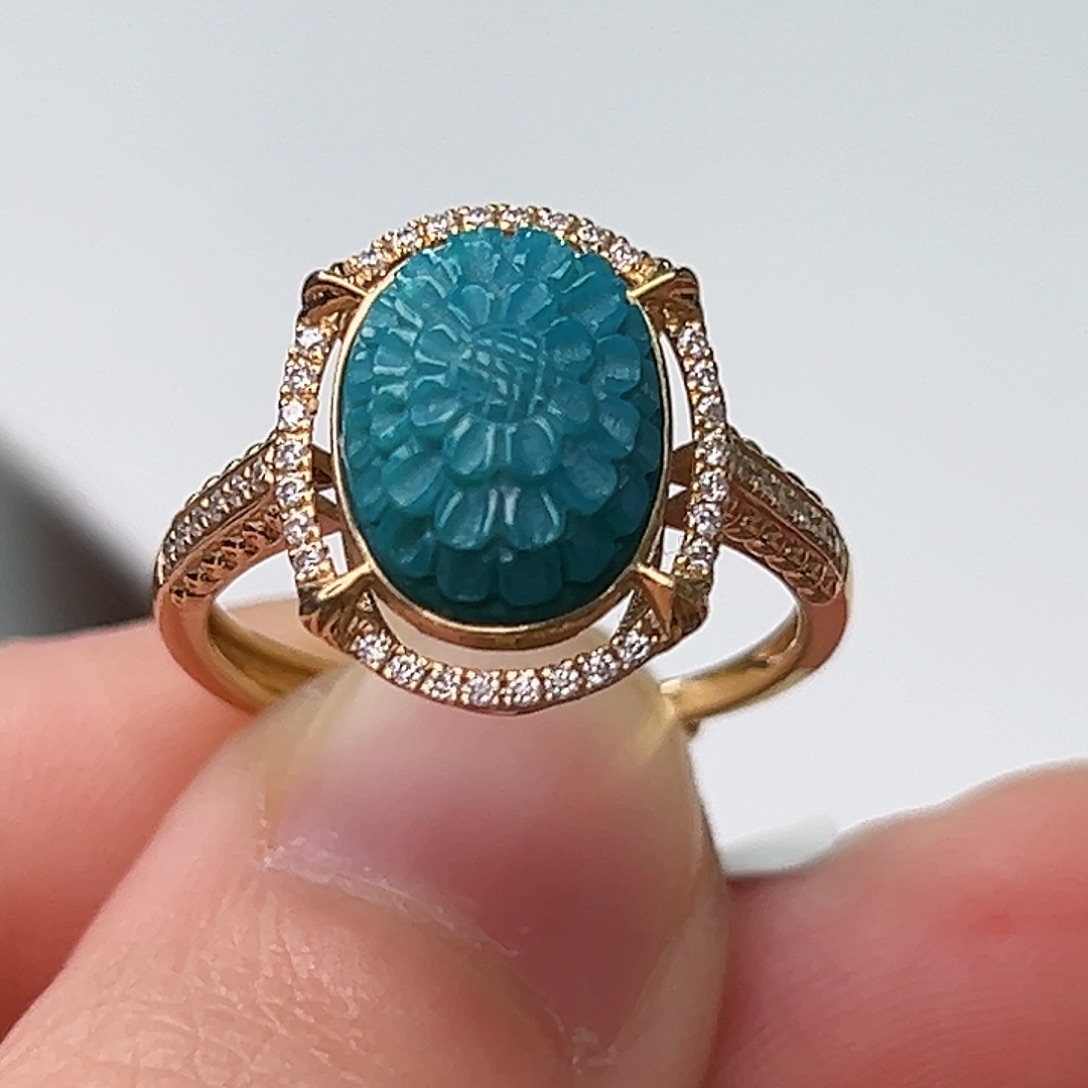 绿松石珠宝奇石18K金镶嵌