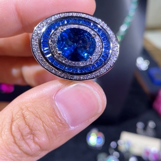 红宝石颈饰银S925镶嵌