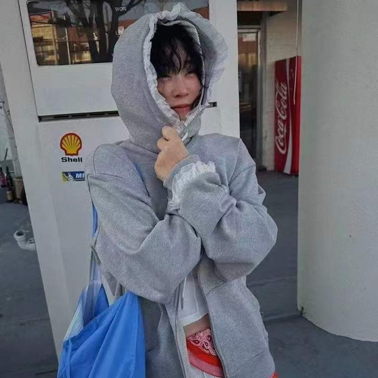 “哈呐家”拉链开衫常规款蕾丝拼接连帽卫衣时尚可爱风