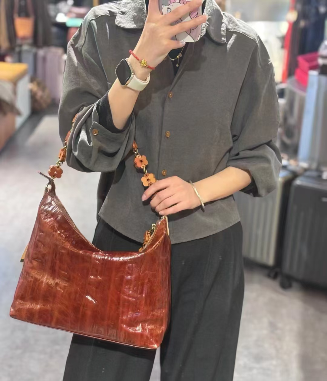 食草堂手工单肩斜挎女包