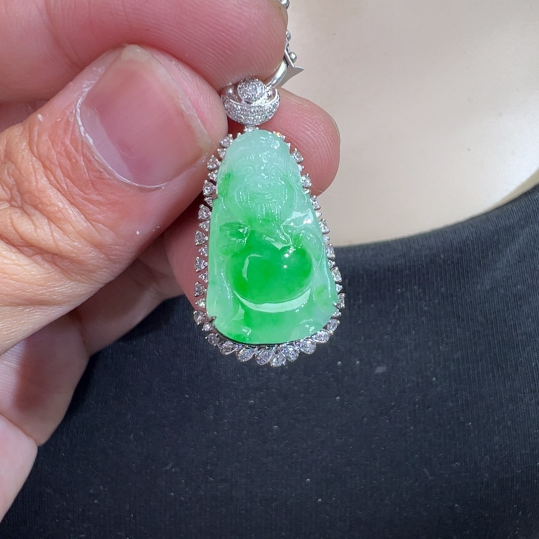 翡翠18K金镶嵌吊坠(不含链)