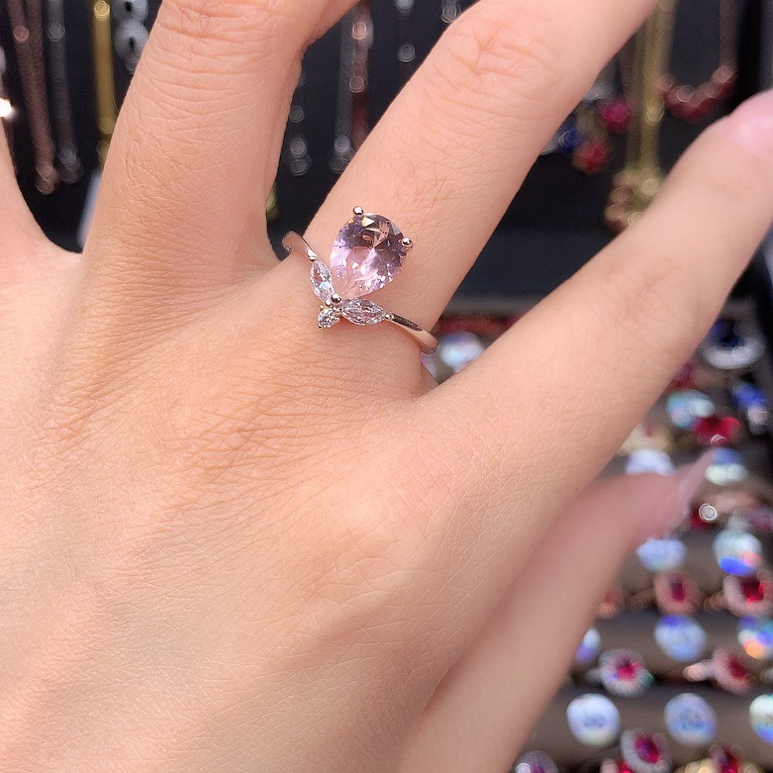 绿柱石戒指银S925镶嵌白