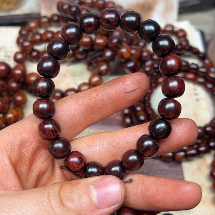 藤类海南红降10老型黑珍珠全玉化