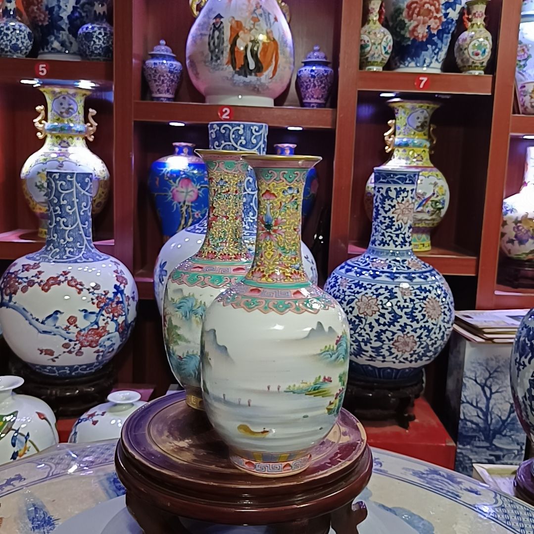 上***缘吉祥如意花瓶景德镇手绘陶瓷花瓶